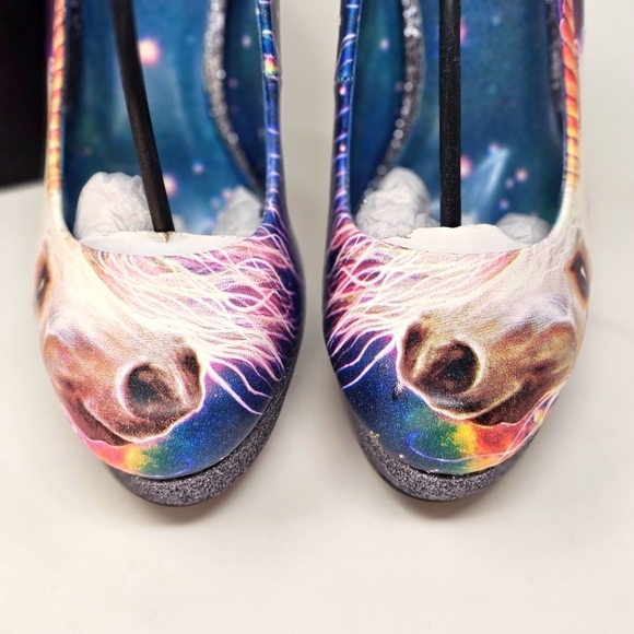 Iron Fist Unicorn Platform Heels | Graphic Faux Leather Glitter Sz 7 Legacy Glam - Picture 8 of 13